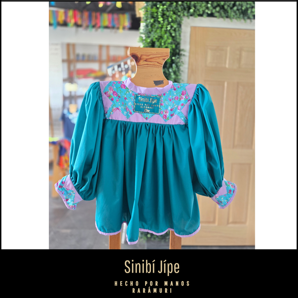 Blusa Tarahumara Tradicional-Aqua