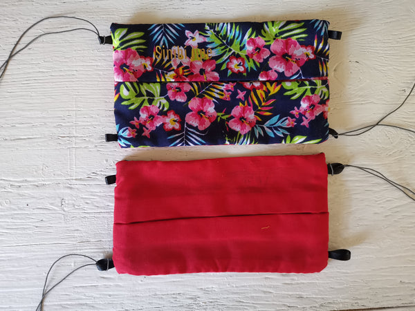 Cubrebocas Rarámuri K - Azul marino con estampado florado