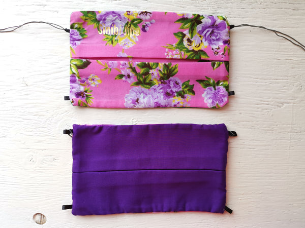 Cubrebocas Rarámuri J - Rosa pastel con estampado