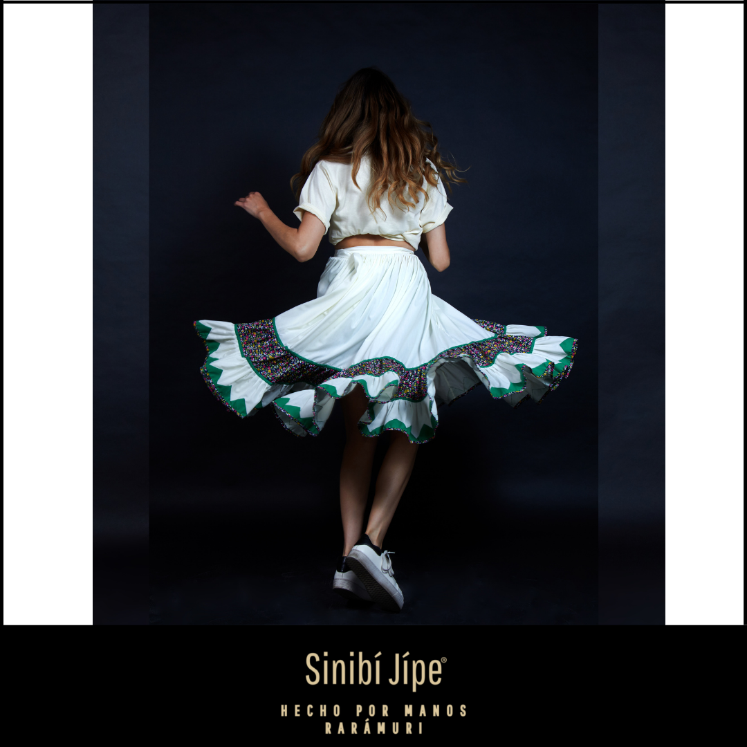 Ropa Raramuri Falda Tradicional Rarámuri/Tarahumara-Beige | Sinibijipe
