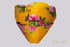 Cubrebocas Rarámuri L  - Amarillo con estampado florado y rosa mexicano